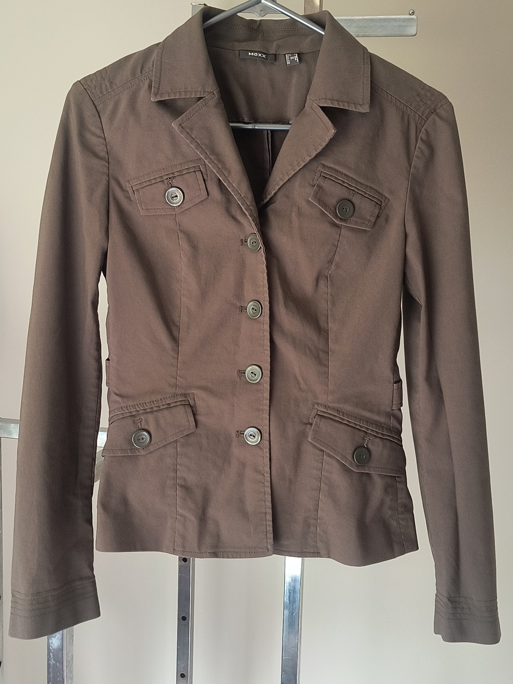 Mexx Taupe Khaki Olive Tailored Blazer Utility Jacket Coat Size US 2 (XS)